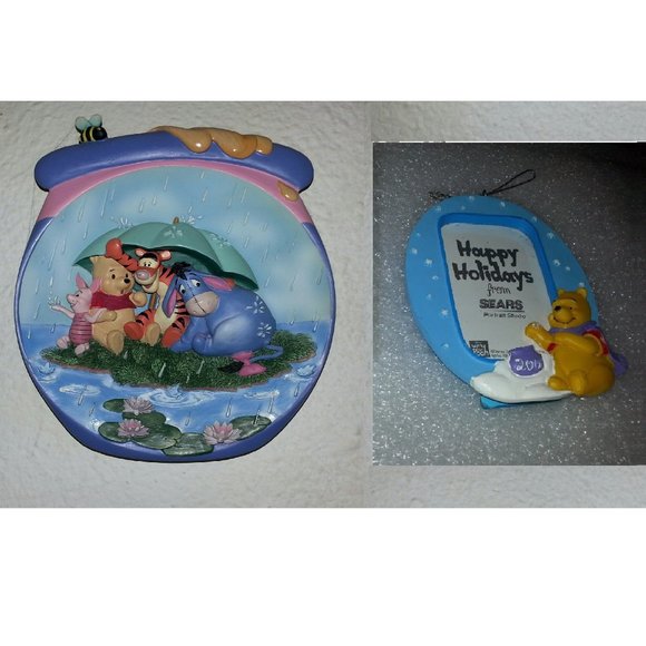 2 WINNIE POOH *Disney Winnie Pooh’s Honey Pot Adventure & SEARS MINI PHOTO FRAME - Picture 1 of 14
